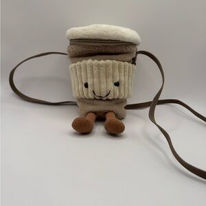 Jellycat Amuseables Coffee Cup Plush Crossbody Bag Cute Kids Purse